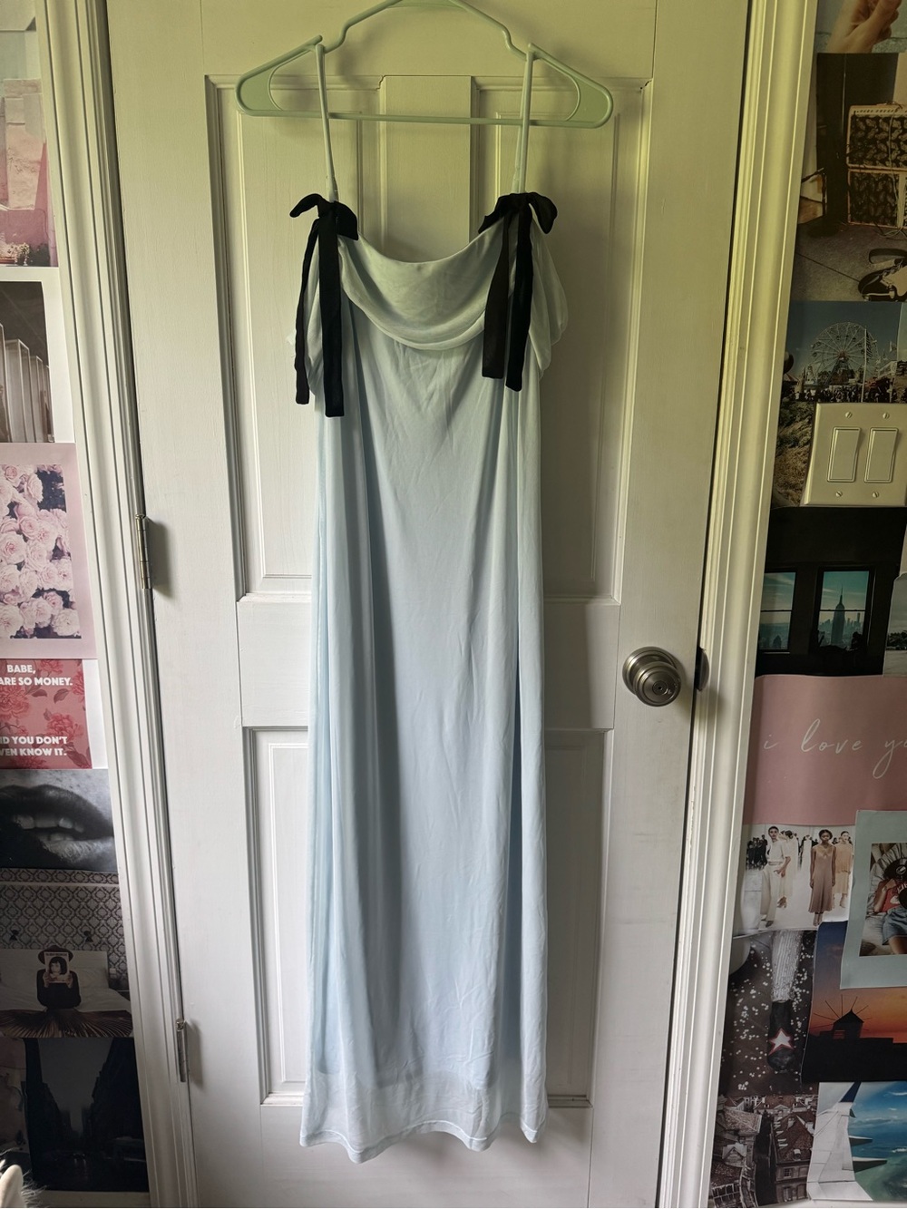 wild fable Pale Blue Maxi Dress with Black Tie-Straps